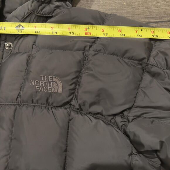 The North Face Down Parka Puffer Coat 600 Fill sz Small Gray Hooded Long Quilted - Picture 9 of 13